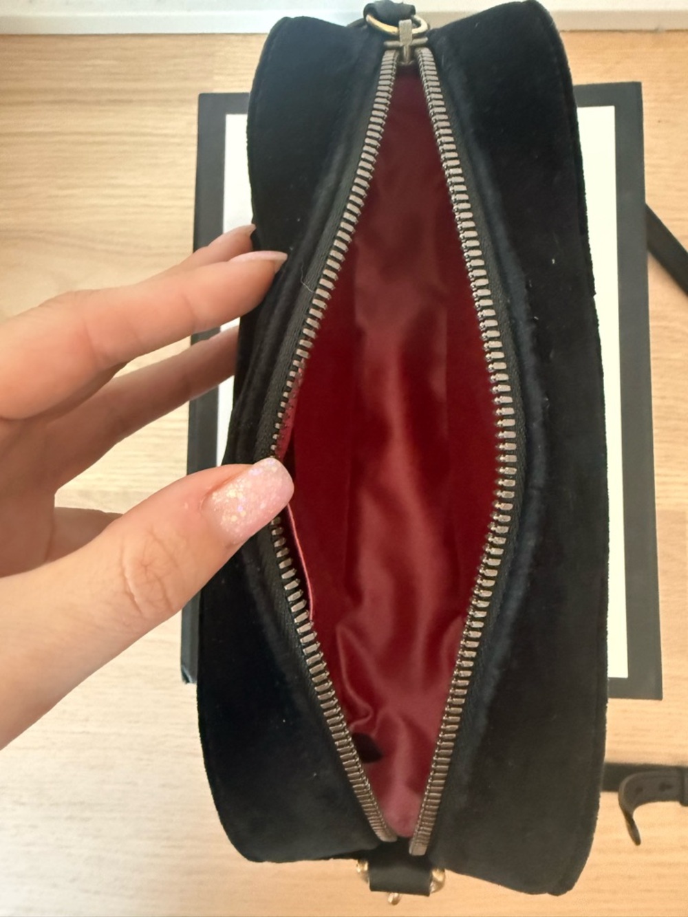 Gucci Black Velvet GG Camera Crossbody Bag with Gold Hardware - Picture 5 of 10